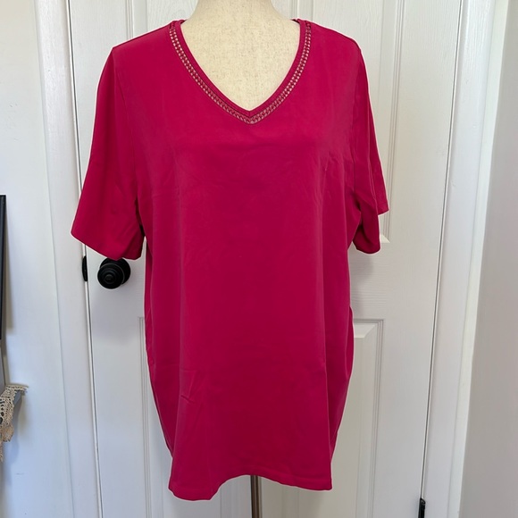Talbots Short Sleeve T-Shirt Amaranth Pink - Picture 1 of 5
